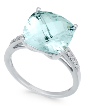 image of Aquamarine (6-3/8 ct. t.w.) & Diamond (1/8 ct. t.w.) Ring in Sterling Silver