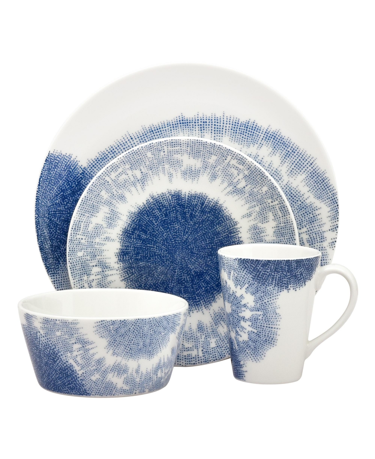 Aozora 4 Piece Coupe Place Setting - White And Blue