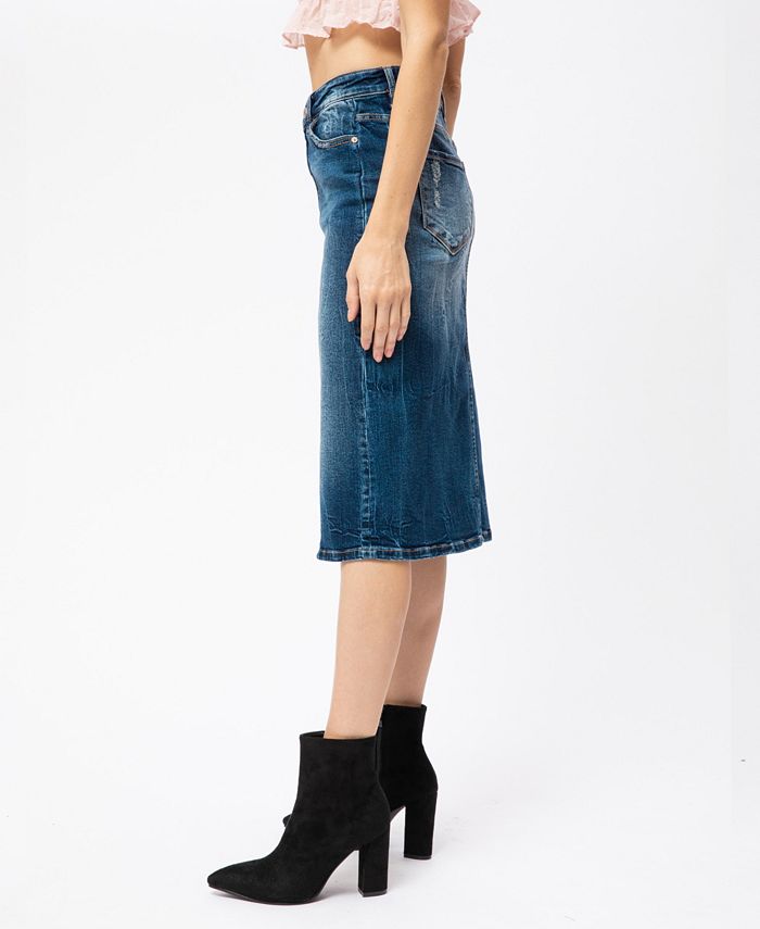 Kancan - High Rise Front Slit Midi Skirt
