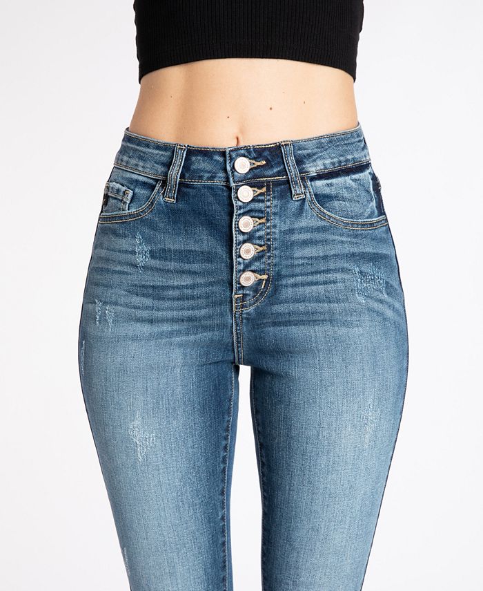 Kan Can 11 Inch High Rise Button Skinny Denim main image 1