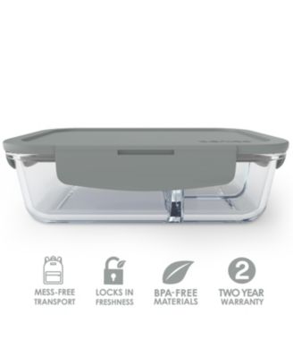 Large Divided Glass Food Storage Container, Blue