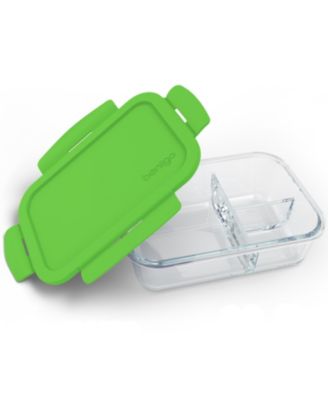 Large Divided Glass Food Storage Container, Blue