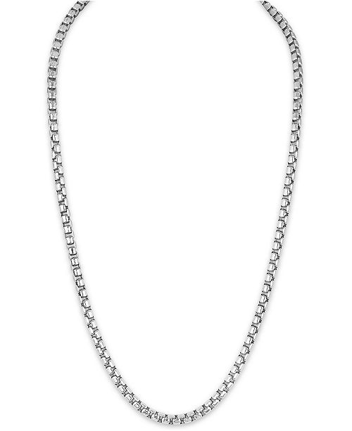 Macy's Men's Box Chain (8mm) 22" Necklace in Sterling Silver & Reviews