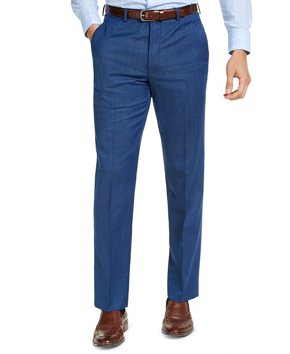 Michael Kors Men's Classic-Fit Airsoft Stretch Blue Tic Suit Pants ...