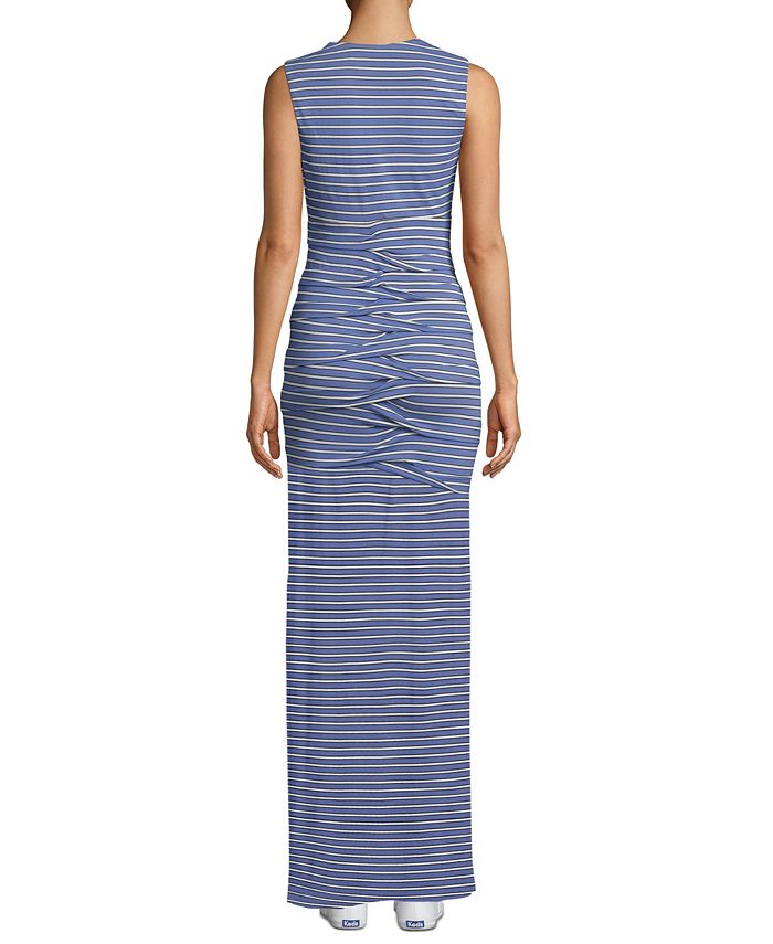 Nicole Miller Pleated Twist-Front Striped Dress - Macy's