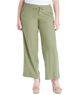 calvin klein women's linen pant with elastic waistband