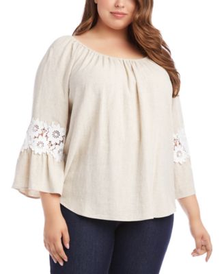 Karen Kane - Plus Size Lace-Sleeve Peasant Top