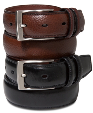 Shop Perry Ellis Portfolio Men's Leather Belt In Black