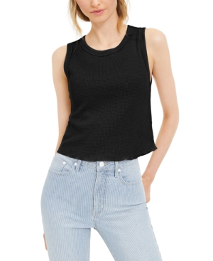 image of Calvin Klein Jeans Sleeveless Waffle-Knit Crop Top