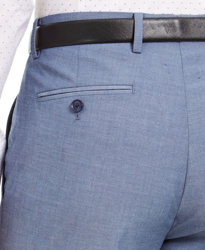 Alfani Men's SlimFit Stretch Light Blue Solid Suit Pants, Created For