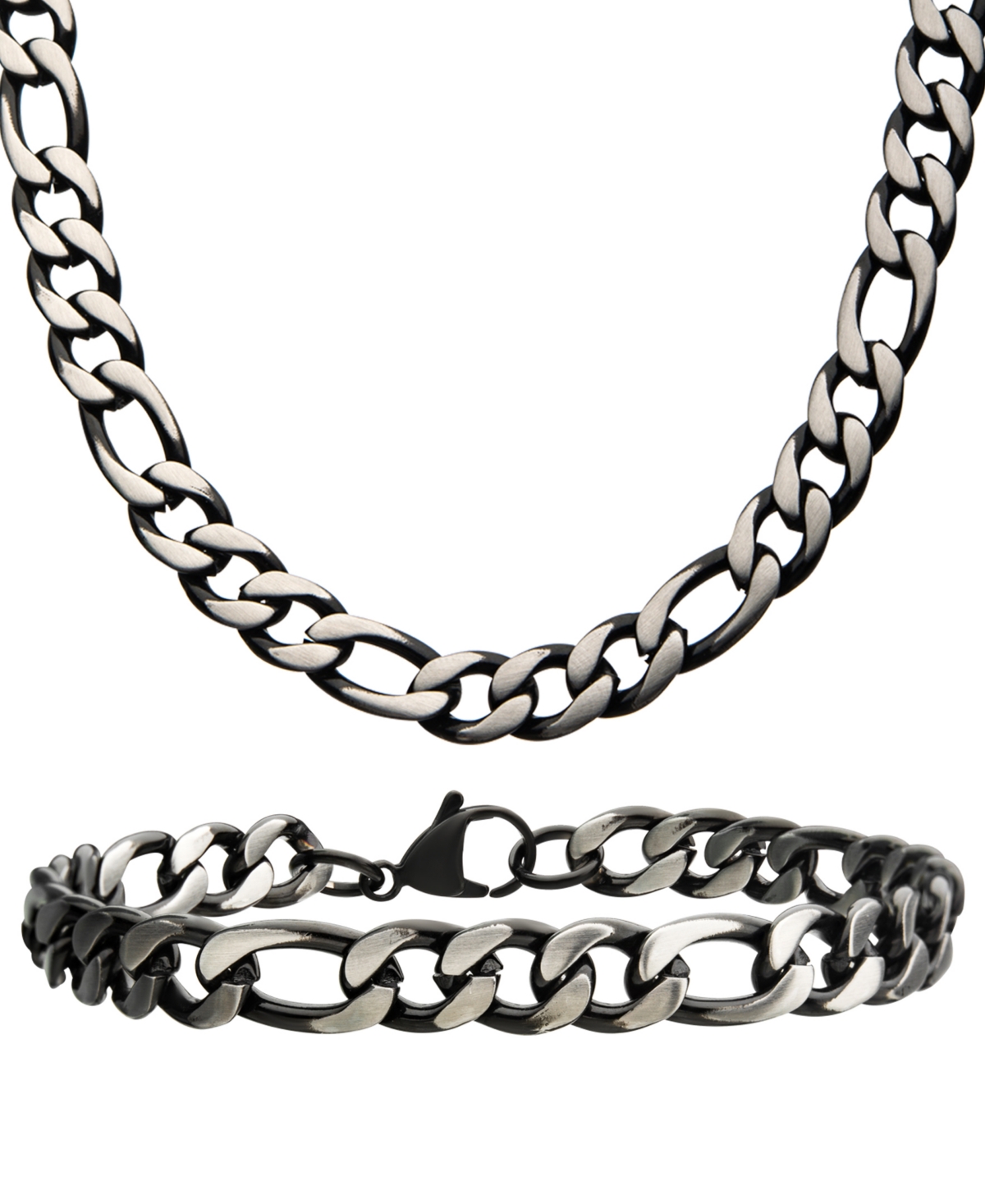 Figaro Link 8" Bracelet and 22" Necklace Set - Silver-Tone