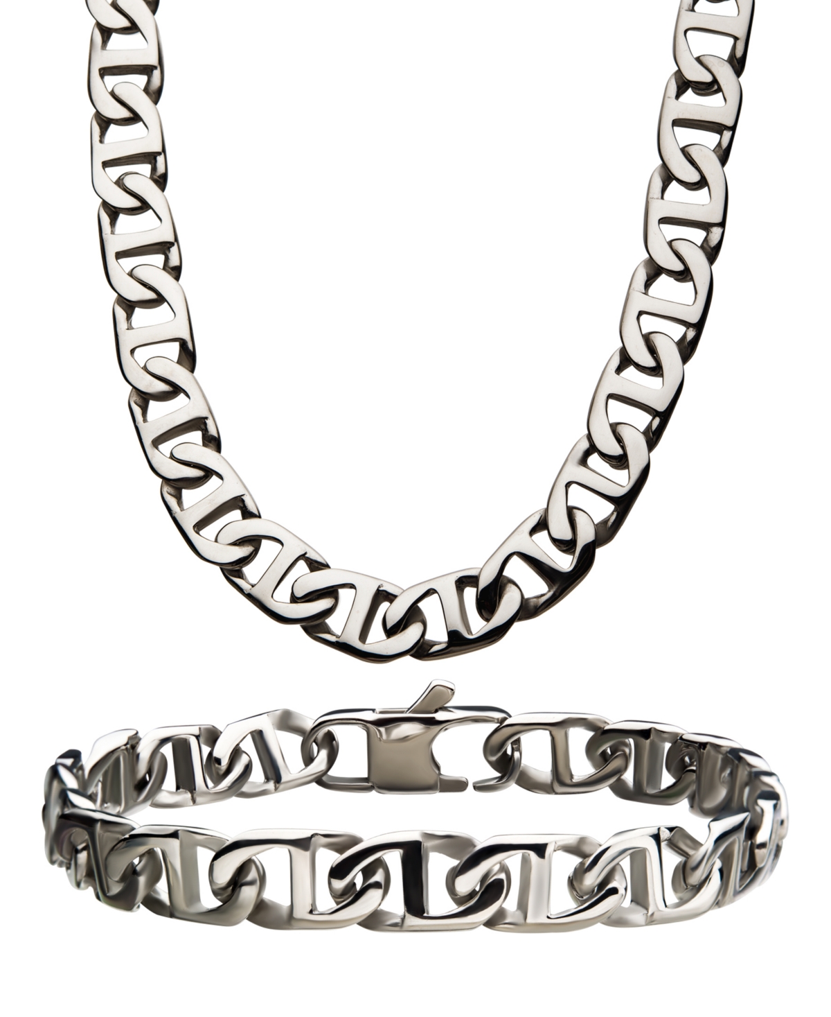 Mariner Link 8" Bracelet and 22" Necklace Set - Silver-Tone