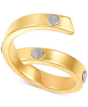 Italian Gold Rivet Coil Statement Ring In 10k Gold & White Gold