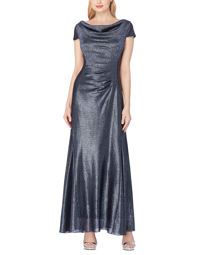 Tahari ASL Cowlneck Metallic Gown - Macy's