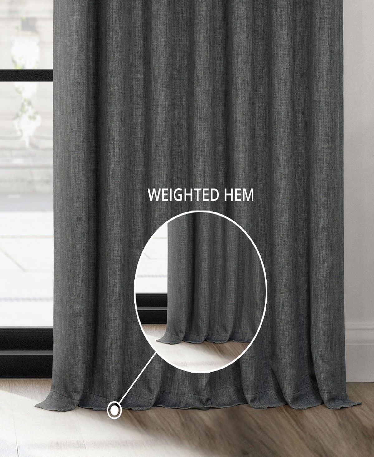 Half Price Drapes Extra Wide Textured Faux Linen Room Darkening Curtain