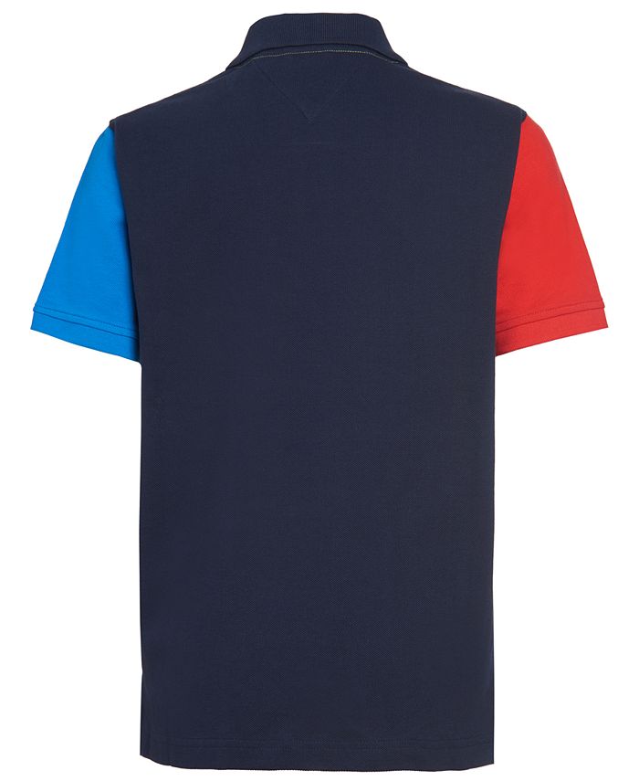Tommy Hilfiger Big Boys Pieced Colorblocked Logo-Print Polo Shirt - Macy's