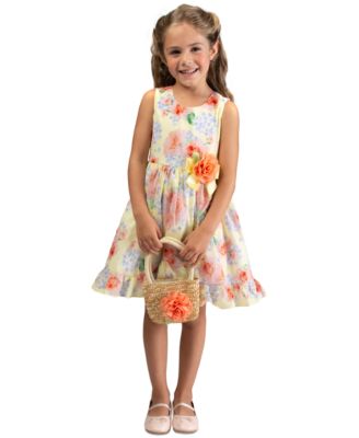 Pc. Straw Flower Bag \u0026 Ruffled Dress 