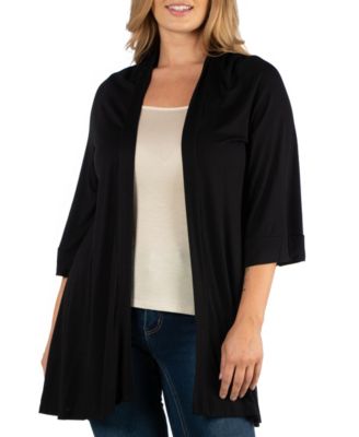 Sizes S-6XL 24seven Comfort Apparel Elbow Length Sleeve Open Front Plus Size Cardigan Made in USA