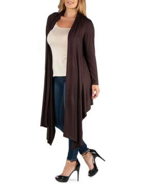 24Seven Comfort Apparel Long Sleeve Knee Length Open Plus Size Cardigan