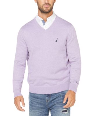 CABLE-TIPPED V-NECK SWEATER