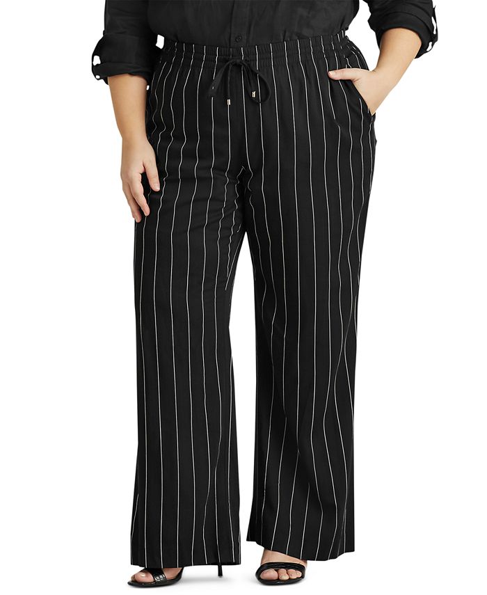 Lauren Ralph Lauren PlusSize Pinstripe WideLeg Pants & Reviews