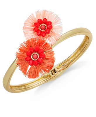 INC International Concepts - Gold-Tone Beaded Fringe Flower Bypass Hinge Bracelet
