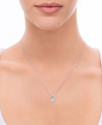 TruMiracle - Diamond Solitaire 18" Pendant Necklace (1/2 ct. t.w.) in 14k White, Yellow, or Rose Gold