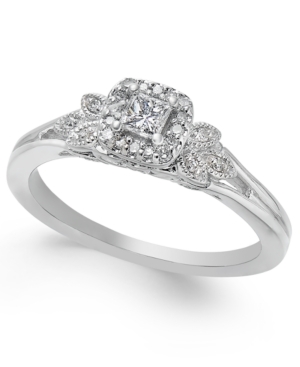image of Diamond Square Halo Engagement Ring (1/4 ct. t.w.) in 14k White Gold