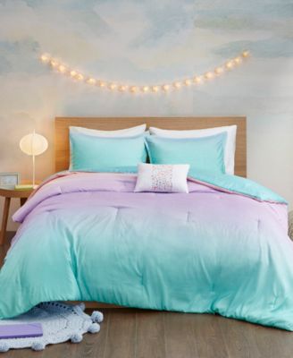 Mi Zone Glitter Ombre Reversible Comforter Sets Bedding In Aqua