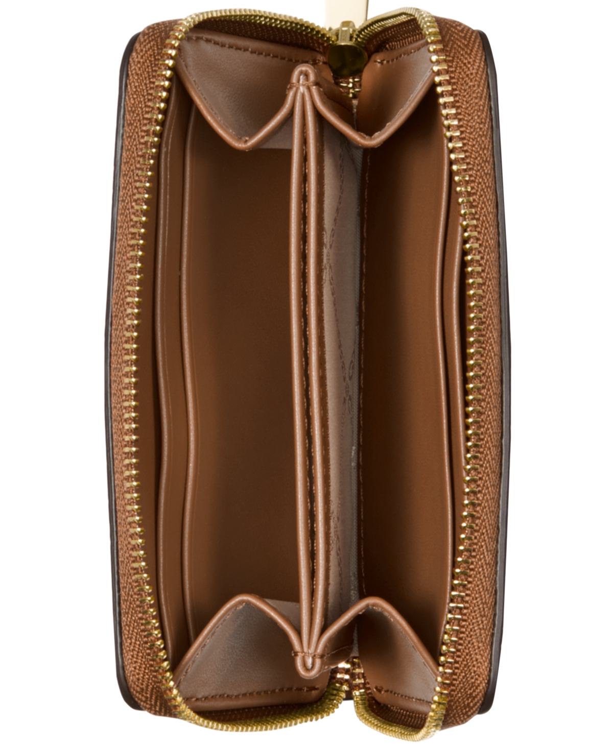 Michael Kors Michael  Jet Set Small Zip Around Card Case In Luggage,gold