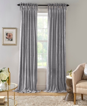 Elrene Korena 52" X 95" Tie-top Crushed Velvet Curtain Panel In Grey
