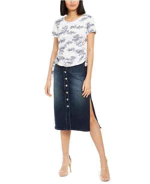 Inc International Concepts Inc Toile Printed Ruched Side Top