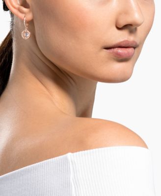 Silver-Tone Caged Crystal Drop Earrings 