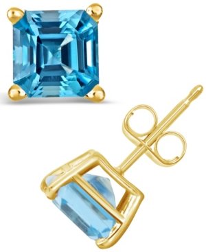 image of Swiss Blue Topaz (2-3/4 ct. t.w.) Stud Earrings in 14K Yellow Gold
