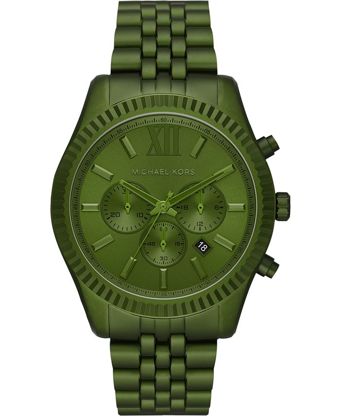 Michael Kors Men's Chronograph Lexington Olive Aluminum Bracelet Watch 44mm  & Reviews - All Watches - Jewelry & Watches - Macy's