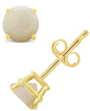 image of Opal (5/8 ct. t.w.) Stud Earrings in 14K White or Yellow Gold