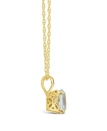 Macy's - Aquamarine (1-1/4 ct. t.w.) Pendant Necklace in 14K Yellow Gold