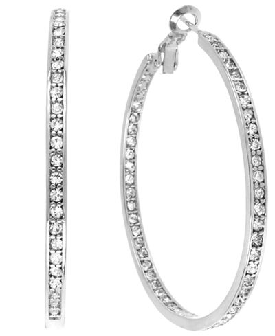 Touch of Silver Silver-Plated Crystal Hoop Earrings, 50mm
