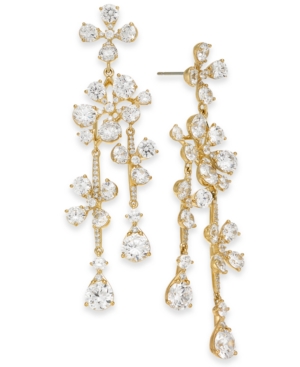 image of Eliot Danori Crystal Flower Drop Earrings, Created for Macy-s
