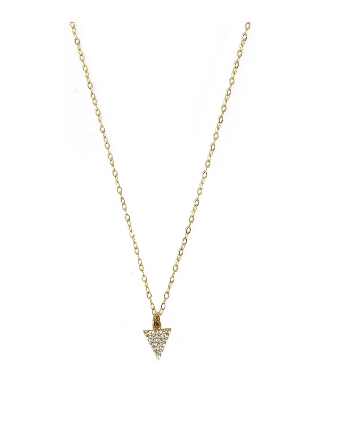 14k Gold Filled Pave Triangle Charm On Chain - Clear Quartz