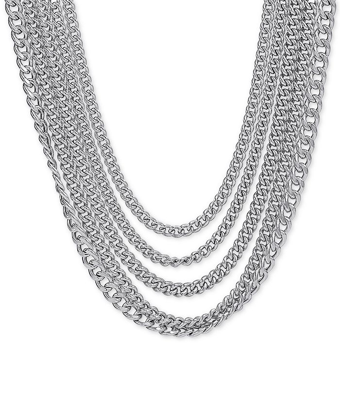 Macy's - Multi-Row Curb Link 19-1/2" Statement Necklace in Sterling Silver