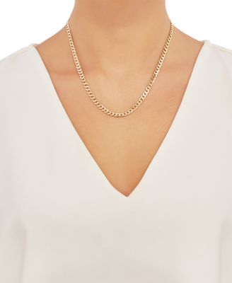 Flat Curb Link 18 Chain Necklace in 18k Gold-Plated Sterling Silver