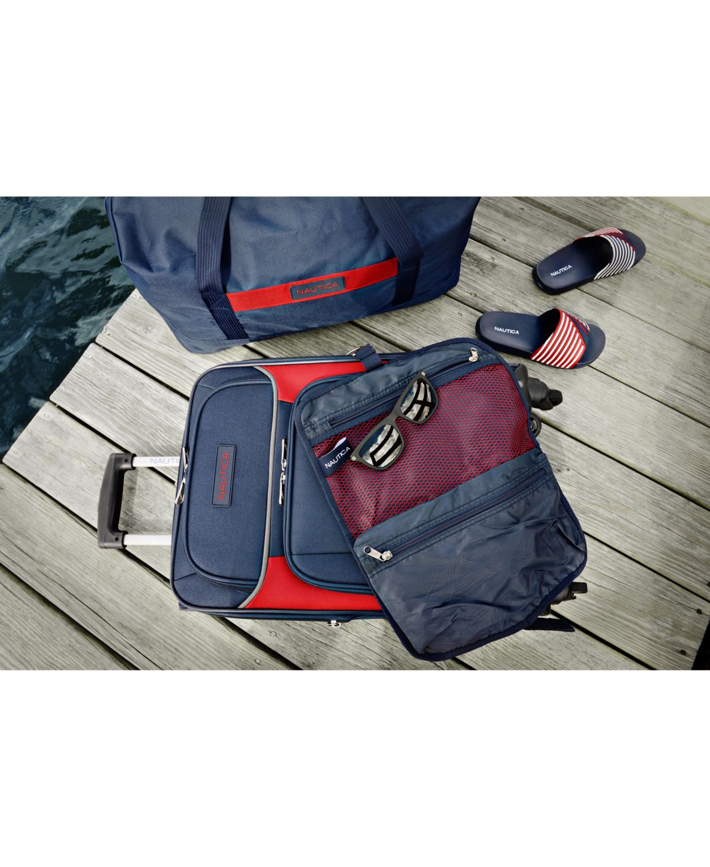 Чемоданы Nautica Oceanview 5-Piece Luggage Set, цвет: Тёмно-синий / Красный — фото 13