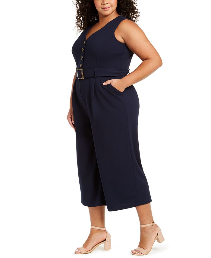 Calvin Klein Plus Size Cropped Jumpsuit & Reviews - Dresses - Plus ...