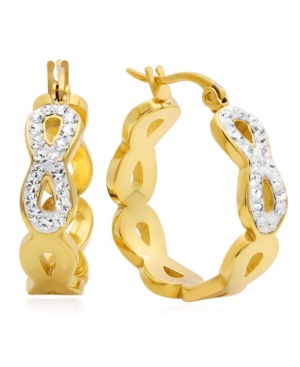 image of Steeltime Infinity Design 18K Micron Gold Plated Hoop Earrings