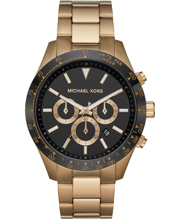 Michael Kors Men's Chronograph Layton Gold-Tone Stainless Steel Bracelet  Watch 45mm & Reviews - All Watches - Jewelry & Watches - Macy's
