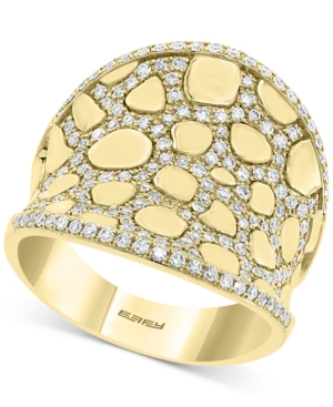 image of Effy Diamond & Polished Gold Concave Statement Ring (5/8 ct. t.w.) in 14k Gold