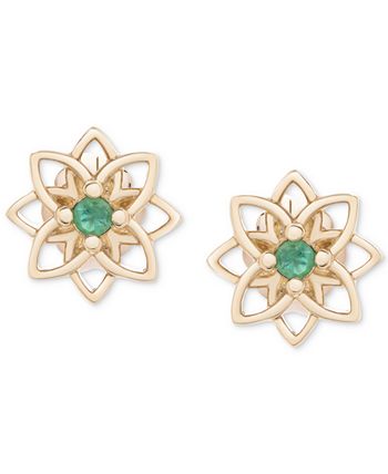 Macy's - Emerald Flower Stud Earrings (1/20 ct. t.w.) in 14k Gold