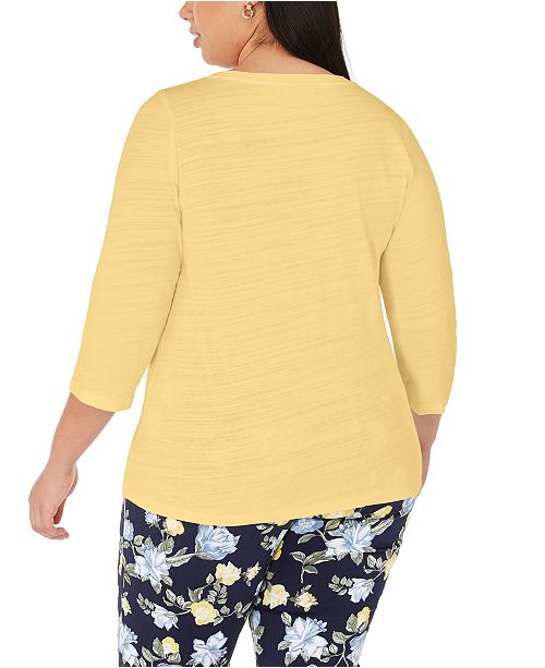Charter Club Plus Size Cotton Knit Top, Created for Macy's ...