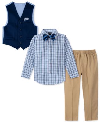 Toddler and Little Boys 4-Pc. Twill Machine Washable Vest Set